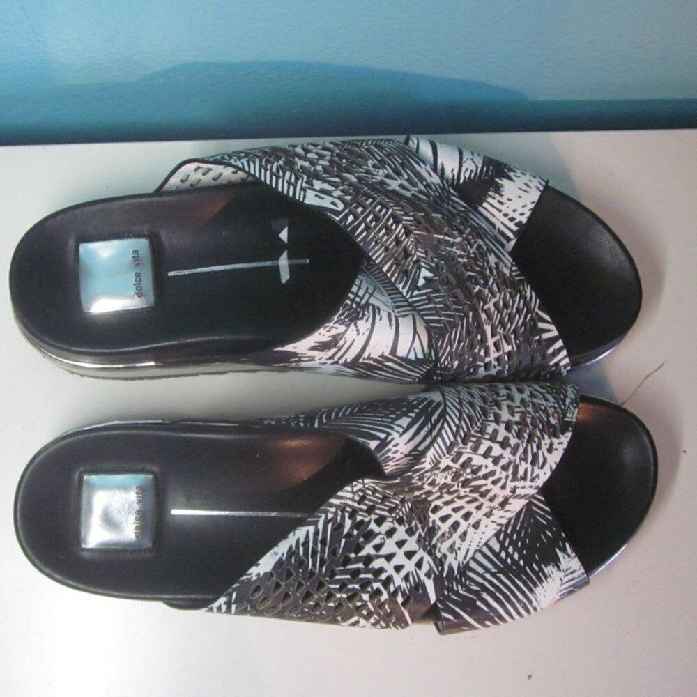 Dolce Vita Womens Size 10 Black & White Platform Slides Sandals